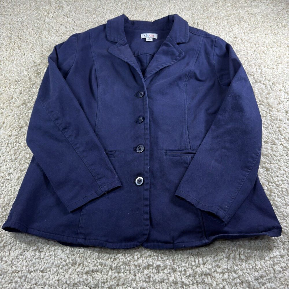 D & Co Denim Jean Jacket Women's Size M Button Up Blazer Cotton Blend